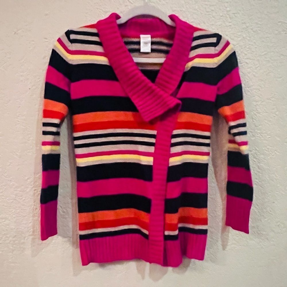 Gymboree Sweater Fashionable Fox Line Wrap Girls Sz M (7/8) Multicolor Stripes